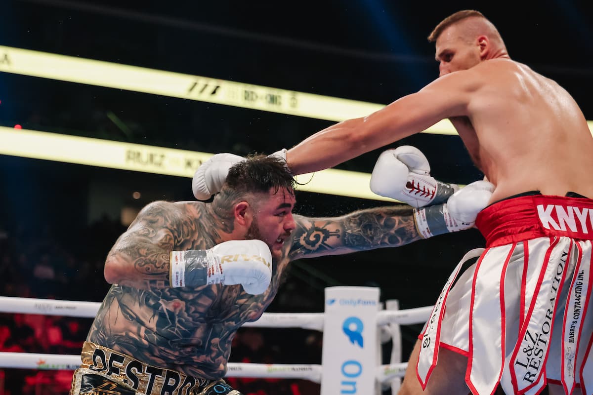 Ruiz lands a jab on the taller Knyba