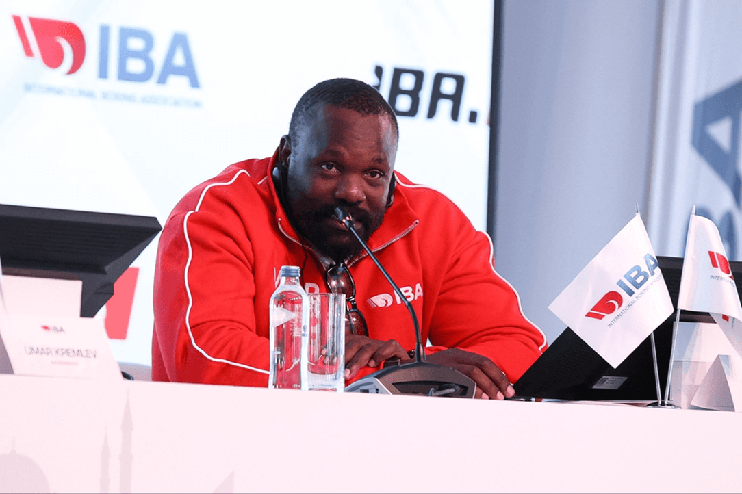 Derek Chisora speaking at the IBA press conference