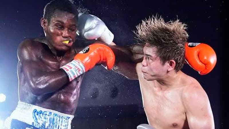 Jin Sasaki lands on David Ssemujju