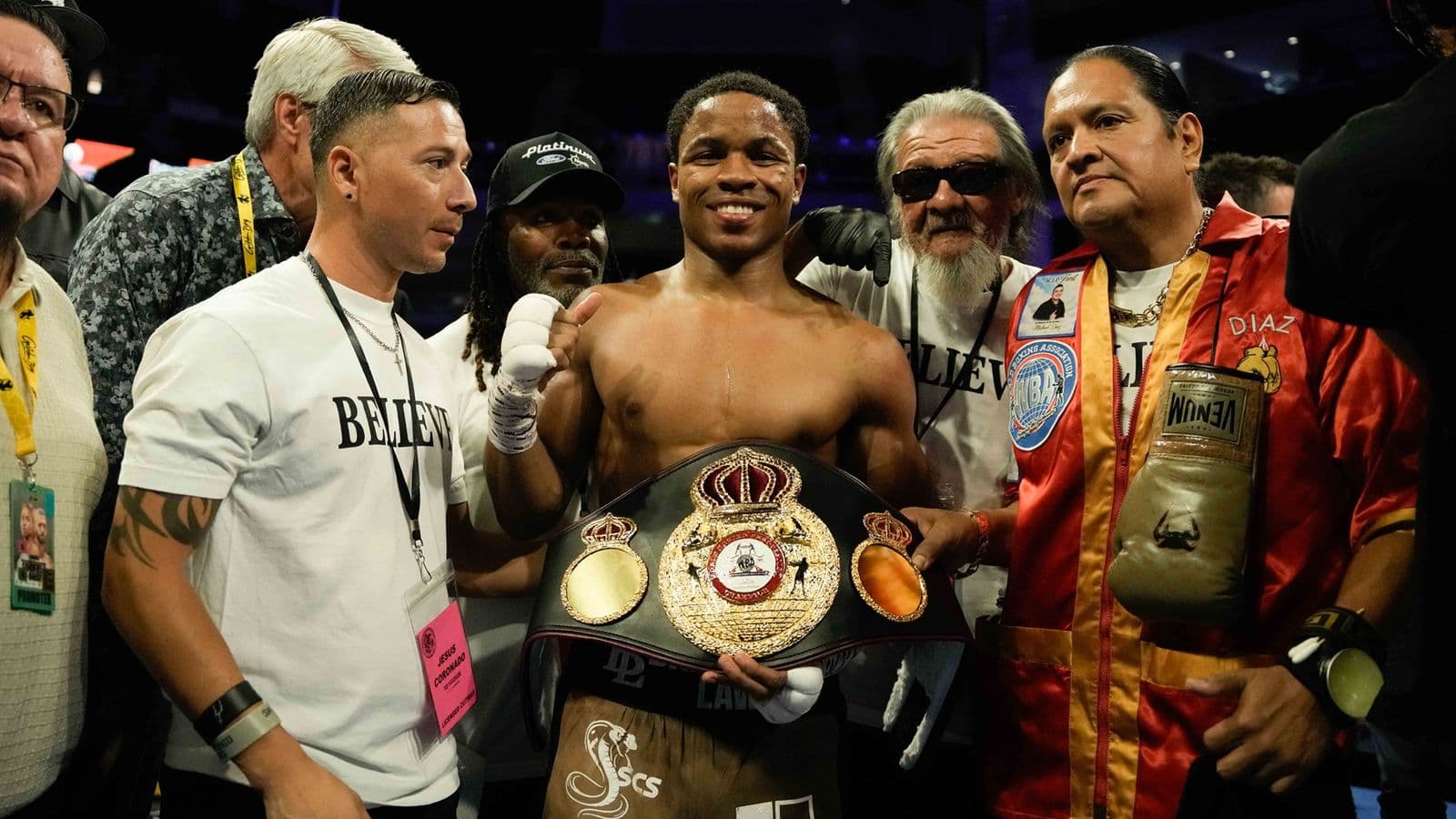 Floyd “Kid Austin” Schofield with his WBA lightweight world title