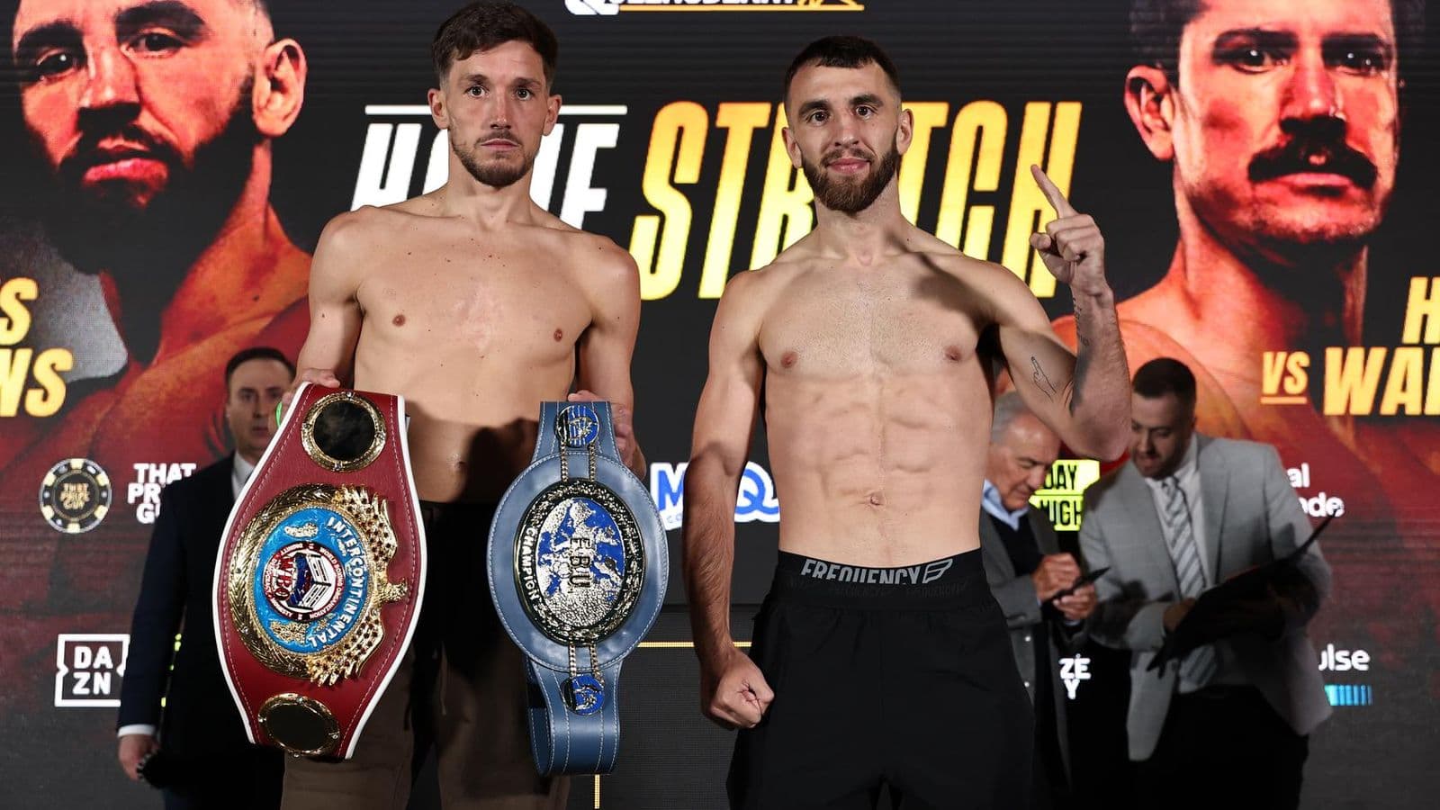 Liam Davies vs Nathaniel Collins at the weigh-in