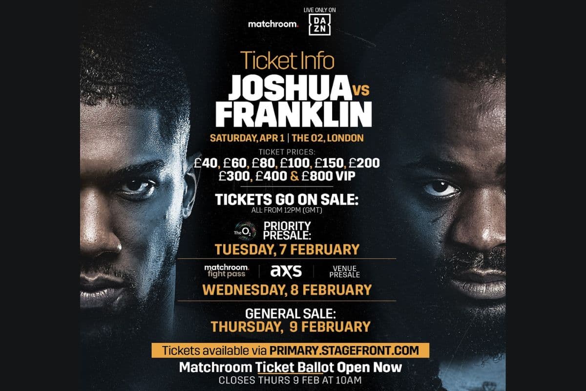 Anthony Joshua vs Jermaine Franklin Ticket Details