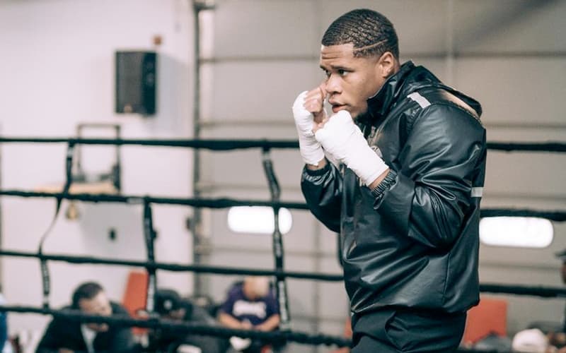Devin Haney Training With Sweat Suit on