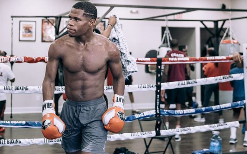 Devin Haney Training With Gloves on