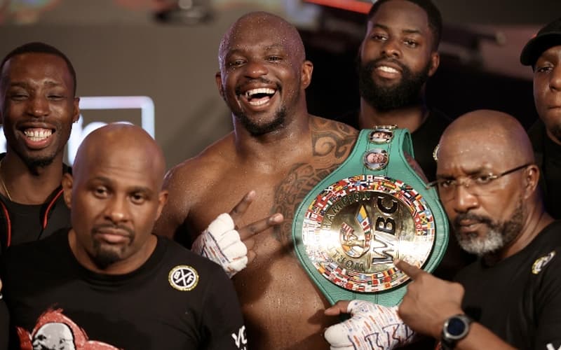 Dillian Whyte WBC Belt and Team