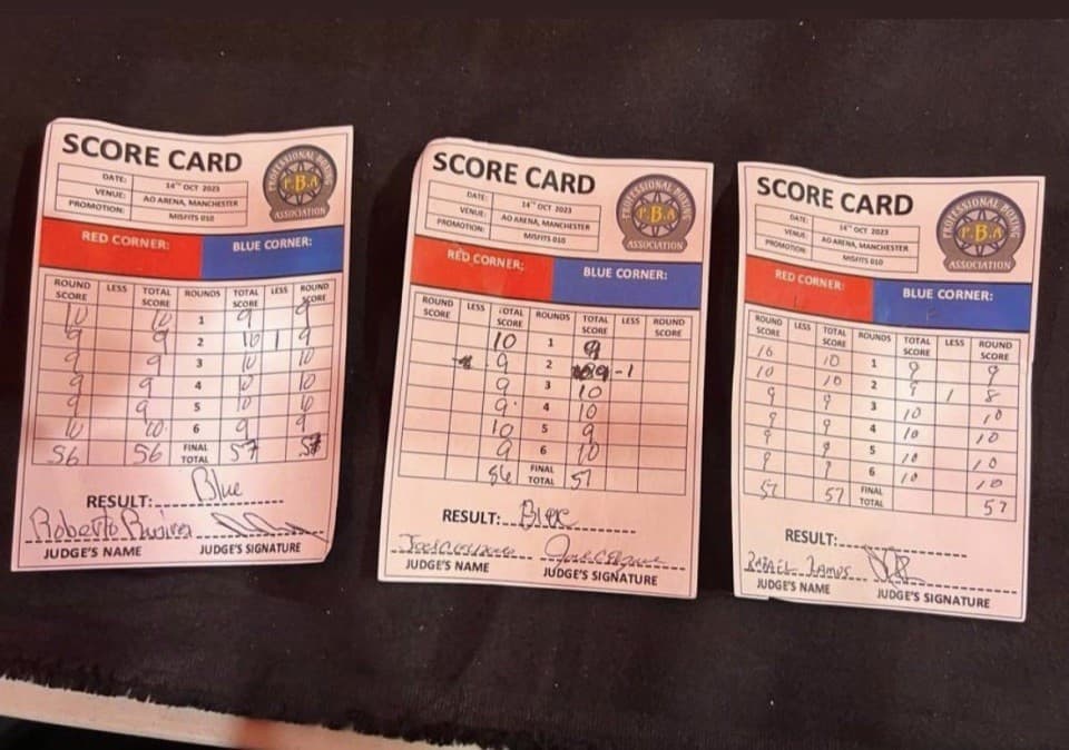 Ksi vs Tommy Fury Scorecards