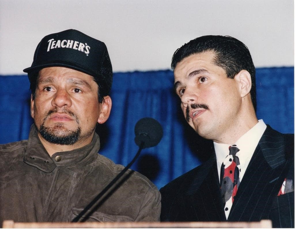 Luis Decubas Sr and Roberto Duran Microphone