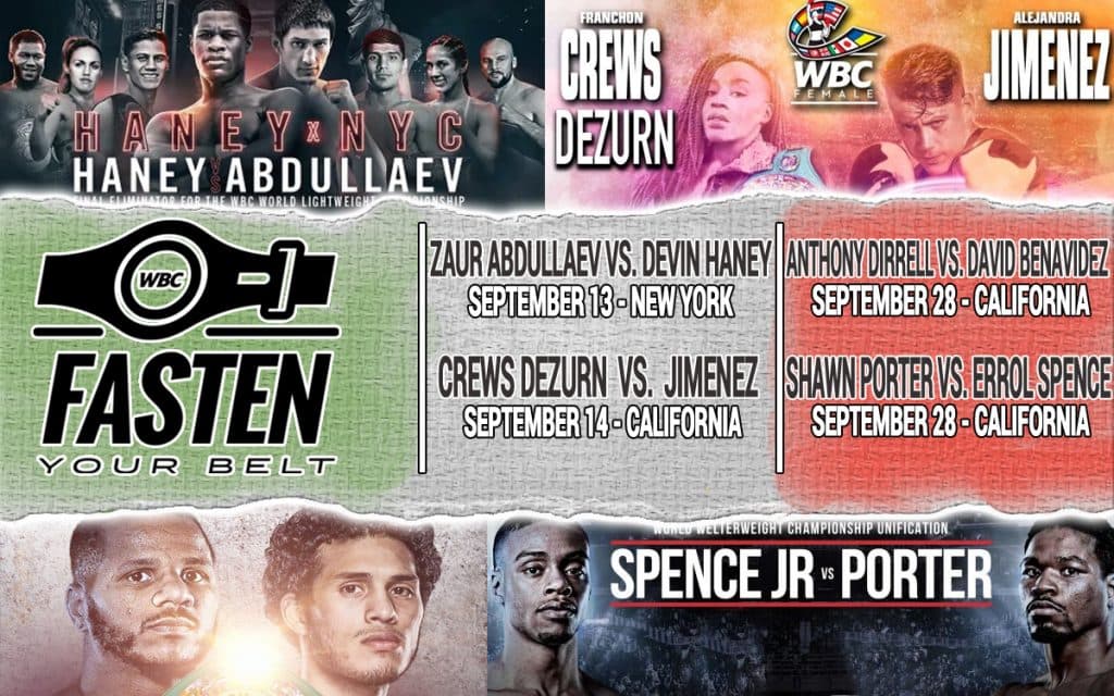 WBC September 2019 Schedule