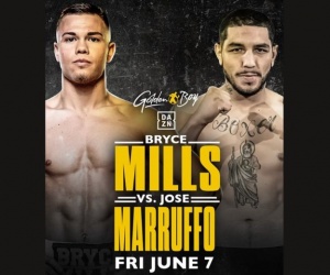 Super lightweight prospect Bryce Mills "beyond excited" to fight in front of International Boxing Hall of Famers june 7 boxrec syracuse boxer fighter Jose Marruffo DAZN how to watch