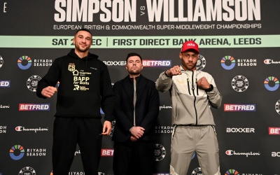 Callum Simpson vs Troy Williamson rematch boxrec first fight full highlights watch boxxer predictions betting odds to be announced tomorrow in Manchester