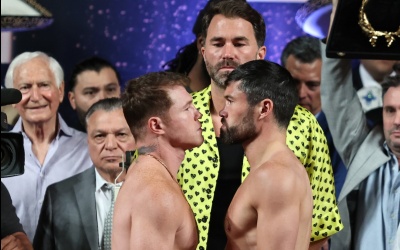 Canelo Alvarez vs John Ryder weigh-in results saul alvarez boxrec weights ringwalk times running order DAZN PPV uk gmt et pt what time start live stream links undercard matchroom hearn