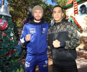 Carl Frampton and Oscar Valdez discuss fights on visit to Vegas Opportunity Village