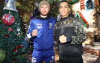 Carl Frampton and Oscar Valdez discuss fights on visit to Vegas Opportunity Village