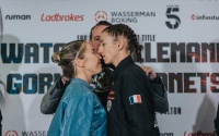 Justine Lallemand warns Chloe Watson she has travelled to England to win inside the distance: "I am going for the knockout!" boxrec press conference quotes ricky hatton trainer who wins main event oddschecker bets