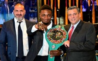 Unbeaten “Solid Rock” promoted to WBC world super-middleweight champion christian mbilli camille estephen mauricio sulaiman lester martinez fight highlights split decision