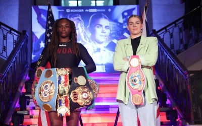 Claressa ‘GWOAT’ Shields vs Savannah ‘The Silent Assassin’ Marshall will headline landmark first ever all-female card uk boxrec prediction s tv channel sky sports ESPN+ tale of the tape sparring session