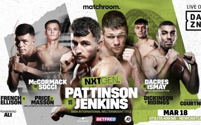 Cyrus Pattinson vs Chris Jenkins headlines NXTGEN card in Newcastle matchroom stagefront tickets how to watch buy price cost dazn eddie hearn boxrec predictions oddschecker betting odds latest bets