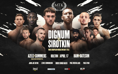 Danny Dignum clashes with No.1 Russian Andrey Sirotkin in April mtkfightnight mtk fight night 17 fight time date tv channel wbo european
