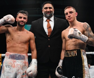 Danny Quartermaine vs Jack Bateson title fight stopped in second round gbm sports fight highlights rematch date ibf wbo european title watch promoter izzy asif