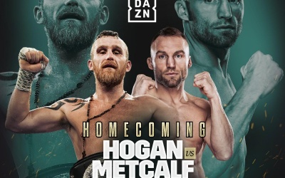 Irish hero Dennis Hogan returns home to face James Metcalf on Taylor-Cameron undercard boxrc ibo world super-lightweight world champion title defence oddschecker who wins predictions dazn how to watch sam eggington highlights australia