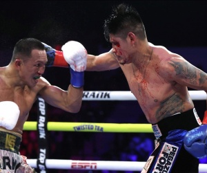 Emanuel Navarrete's win over Charley Suarez has been overturned by the CSAC tko cut accidental headbutt watch full fight highlights