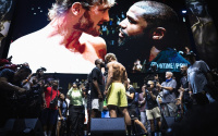 Floyd Mayweather vs Logan Paul official weigh-in results weights running order ringwalks what time start where how to watch badou jack Dervin Colina  Jarrett Hurd chad johnson
