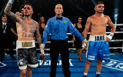 George Kambosos Jr fights through tricky cut to beat Jake Wyllie watch full highlights results wiki boxrec richardson hitchins