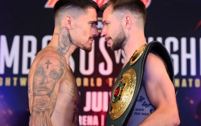 George Kambosos Jr vs Maxi Hughes weights running order and ringwalk times fight schedule main event sky sports 2am america oklahoma time difference how to watch results reports boxrec who won oddschecker bettings bets odds