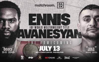 Jaron ‘Boots’ Ennis will now defend IBF World Welterweight title against David Avanesyan in Philadelphia on July 13 cody crowley serge ambomo ko knockout watch full fight youtube