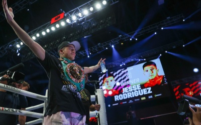 Jesse Rodriguez scores stunning stoppage over Srisaket Sor Rungvisai to defend WBC World Super-Flyweight title franco boxrec watch highlights next fight brother