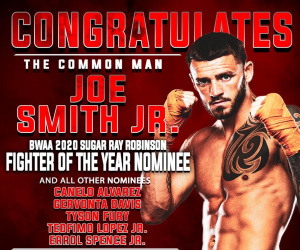 Joe Smith Jr. nominated for 2020 Fighter of the Year Boxing Writers Association of America star boxing wbo nabo star boxing next fight time date tv channel undercard boxrec amateur career record trainer