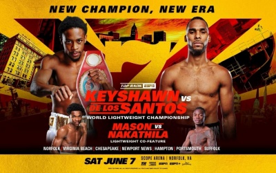 New Champion, New Era: Keyshawn Davis to defend WBO lightweight title to Edwin De Los Santos june 7 tickets keon kelvin brothers db3 norfolk espn bob arum watch full fight highlights