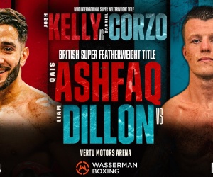 Super featherweights Liam Dillon and Qais Ashfaq clash for the British title on Kelly-Corzo card newcastle fight tv channel dazn wasserman boxing tickets vertu motors arena how to watch