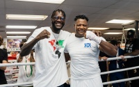 Luis “King Kong” Ortiz joined by Deontay Wilder during media workout andy ruiz jr fight predictions oddschecker tale of the tape