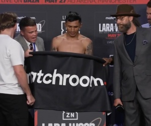 Mauricio Lara loses WBA featherweight title on the scales ahead of rematch with Leigh Wood over weight limit bbbofc eddie hearn what happened watch weigh-in results oddschecker champion