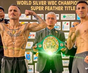 Italian Michael Magnesi and Argentine Ayrton Osmar Gimenez will clash for the WBC super featherweight title fight time date tv channel how to watch results full highlights reports boxrec