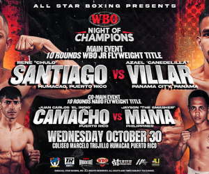 Rene Santiago vs Azael Villar headlines Puerto Rico show on October 30 espn dazn how to watch predictions boxrec