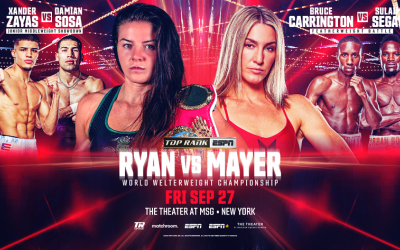 Sandy Ryan set to defend WBO welterweight title to Mikaela Mayer in NYC headliner boxrec fight time date tv channel undercard tickets how to watch oddschecker wiki