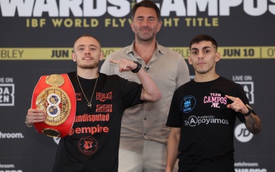 IBF World flyweight champion Sunny Edwards doesn't believe Andres Campos is worthy of sharing the ring with him final press conference quotes charlie next fight dazn eddie hearn alfie sharman who is