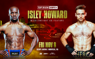 Brian Norman Jr. vs Derrieck Cuevas cancelled injury hand boxrec remath new fight date oddschecker espn how to watch Troy Isley vs Tyler Howard elevated to the co-feature on November 8