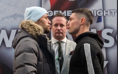 Troy Williamson and Josh Kelly argue at the press conference ahead of their British title showdown boxrec kalle sauerland adam booth boxer trainer sunderland super-welterweight division list ranking