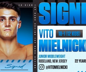 WBa #4 super-welterweight star Vito Mielnicki Jr. joins Top Rank white magic next fight debut xander zayas fight highlights world rankings